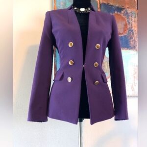 TAHARI Purple Military Style Blazer Size 6 NWOT